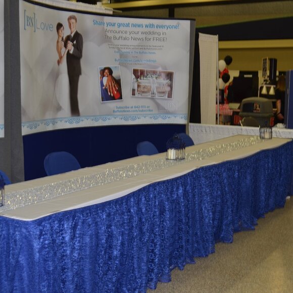 Lace 21ft Table Skirt - Navy Blue - Picture 1 of 1